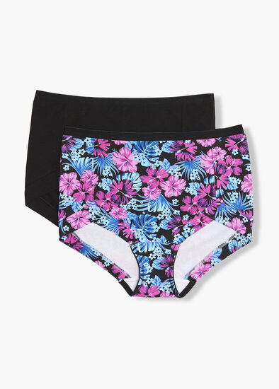 Plus Size 2Pk Organic Bright Floral Briefs