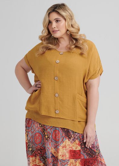 Plus Size Buttons Relaxed Top