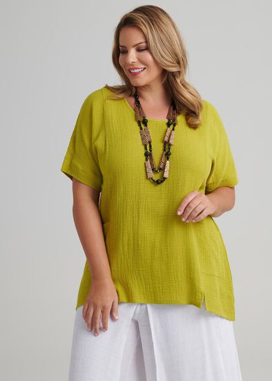 Plus Size Linen Spliced Top