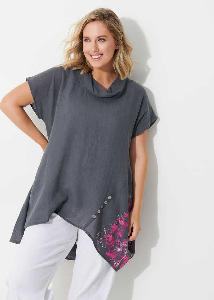 Titanium Linen Gauze Tunic, , hi-res