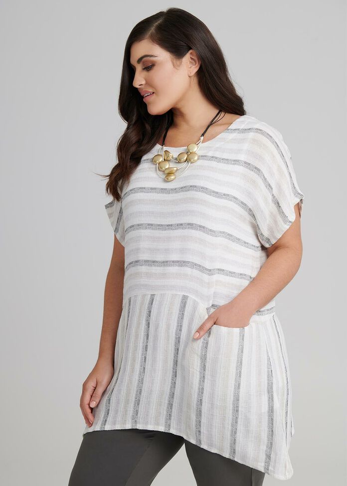 Elle Stripe Linen Tunic, , hi-res