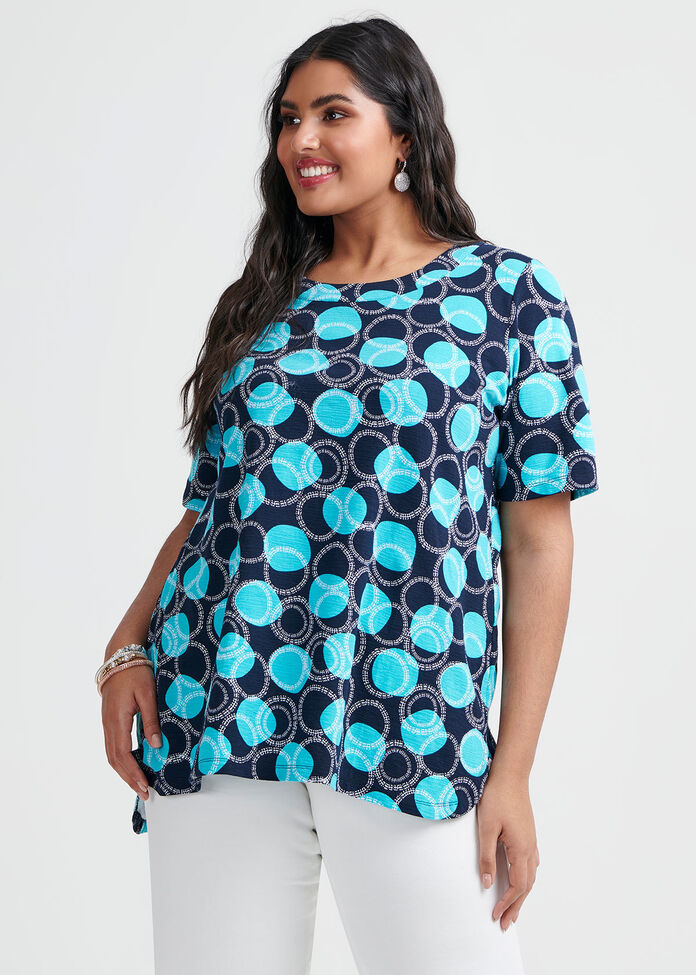 Cotton Graphic Circles Top, , hi-res