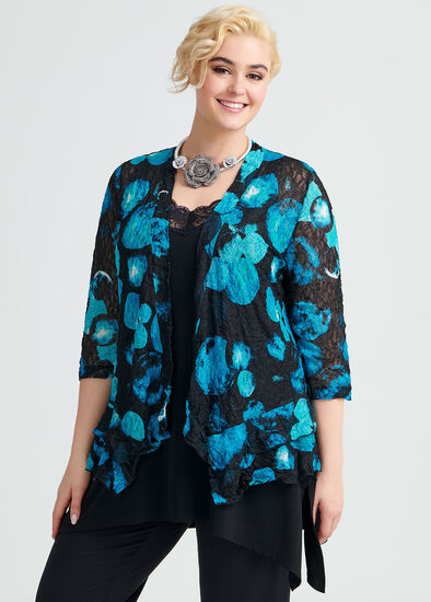 Plus Size Watercolour Spot Cardi