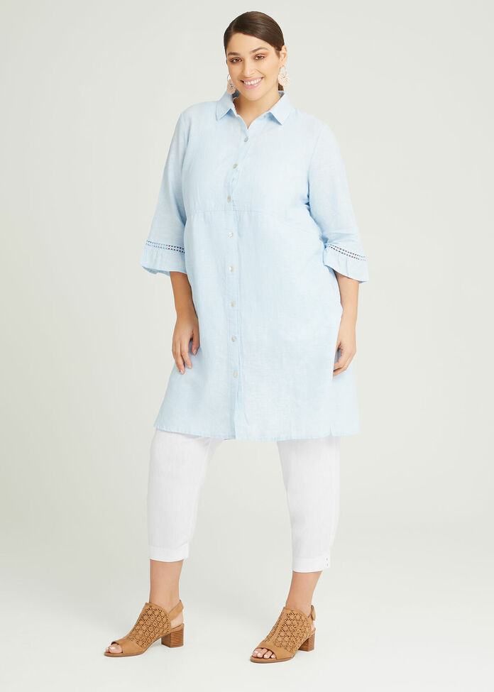 Linen Ava Longline Shirt, , hi-res