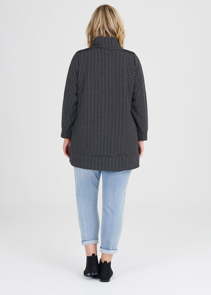 Textured Ticking Zip Top, , hi-res