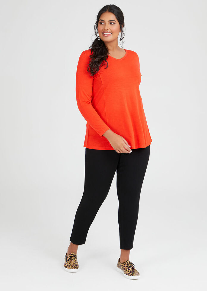 Wool Bamboo V-neck Top, , hi-res