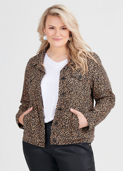 Plus Size Animal Denim Jacket