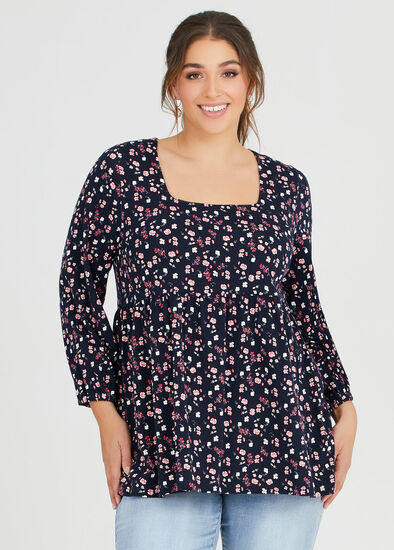 Plus Size Organic Pastel Flora Top