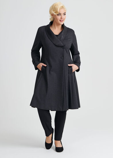 Plus Size Herringbone Ponte Coat