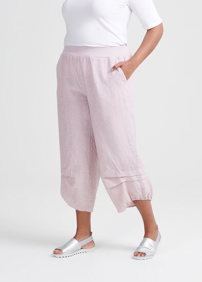 Plus Size Toile Linen Crop Pant