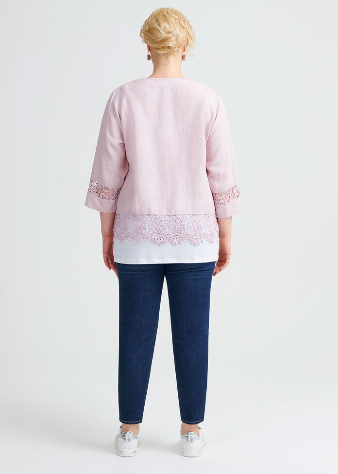 Linen Lace Jacket, , hi-res