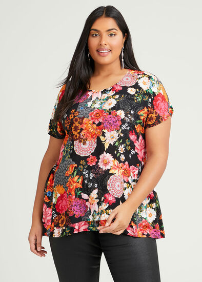 Plus Size Natural Blooms Frill Top