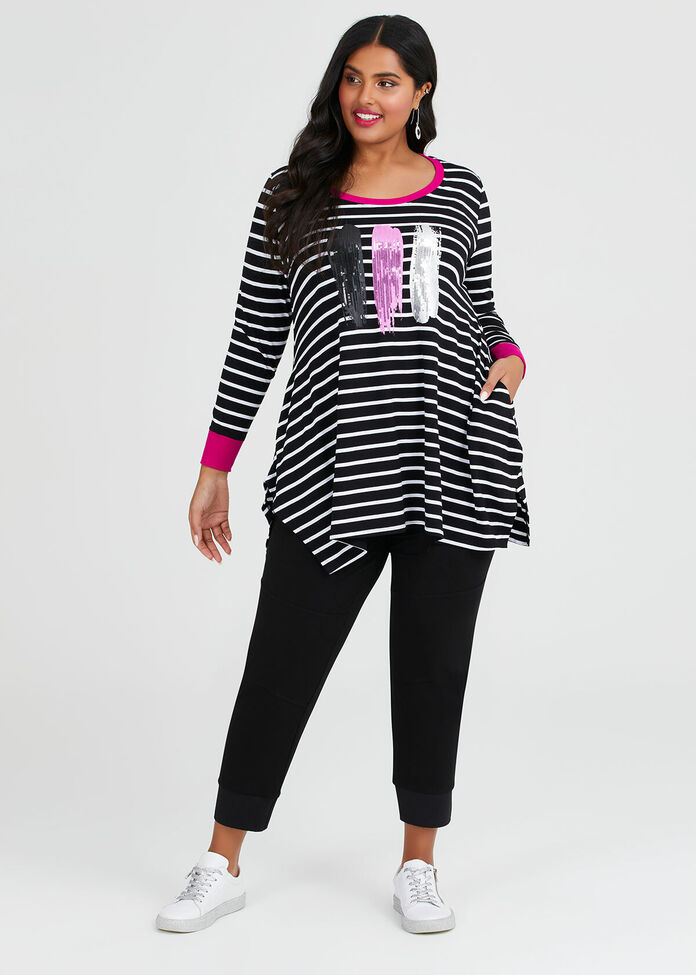 Viscose Effortless Stripe Top, , hi-res