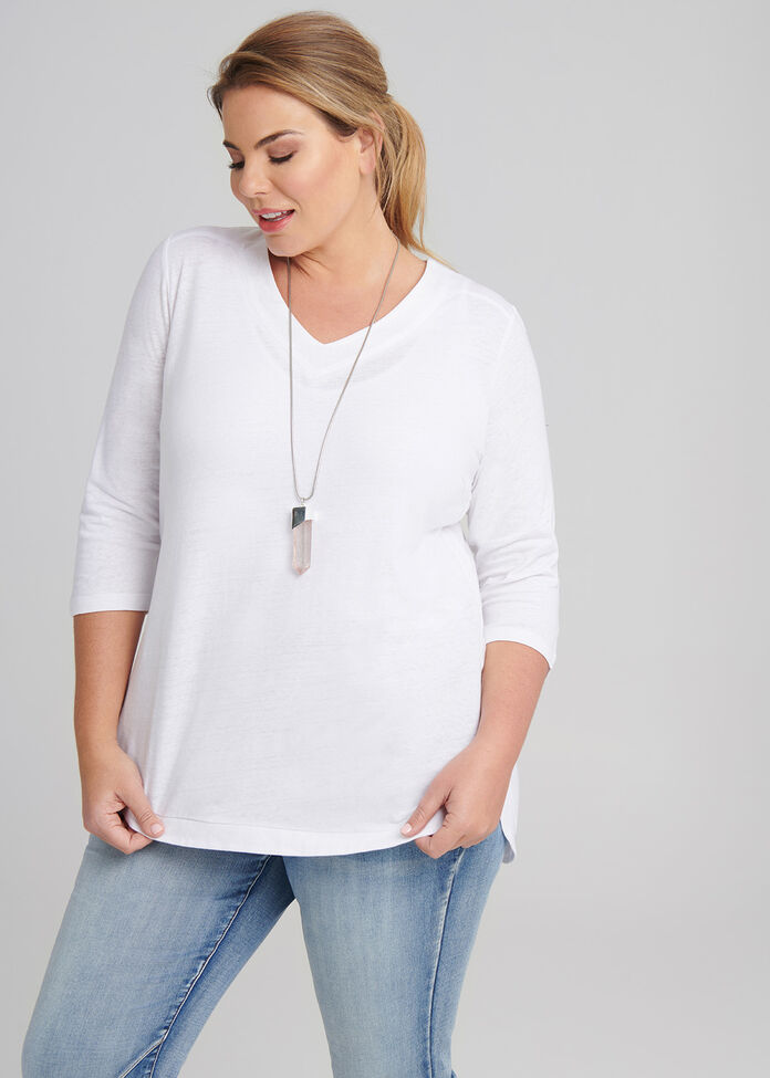 Soft Curves Linen Mix Top, , hi-res