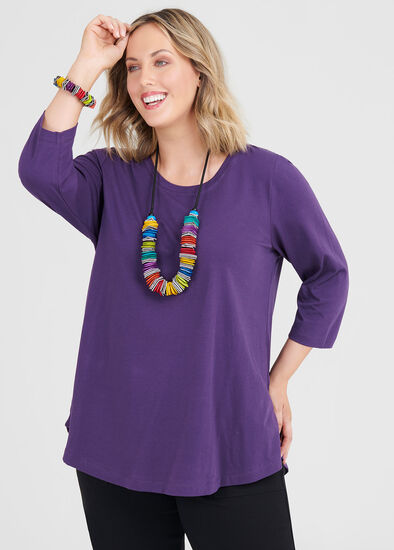 Plus Size Organic Crew Swing 3/4 Tee