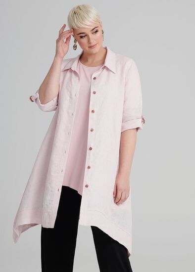 Plus Size Peony Linen Shirt