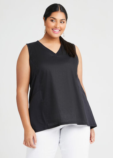 Plus Size Linen Knit Breakaway Tank