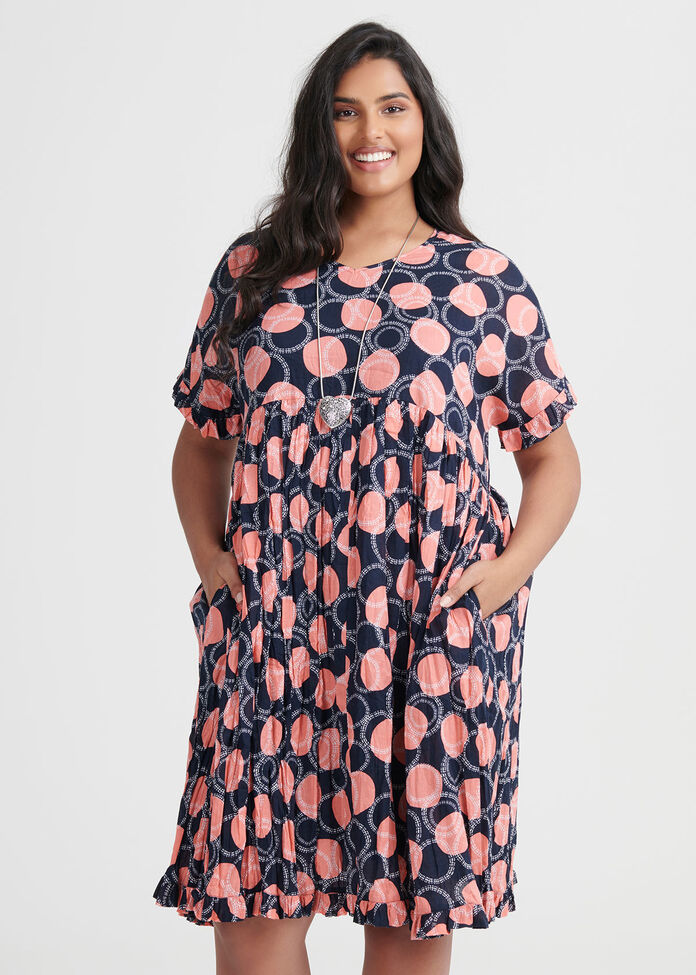 Cotton Graphic Spot Dress, , hi-res