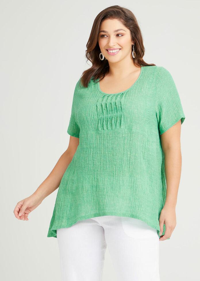 Eva Crinkle Linen Top, , hi-res