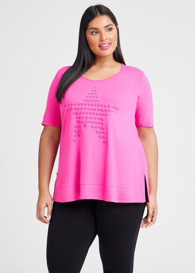 Plus Size Natural Stars Aligned Top