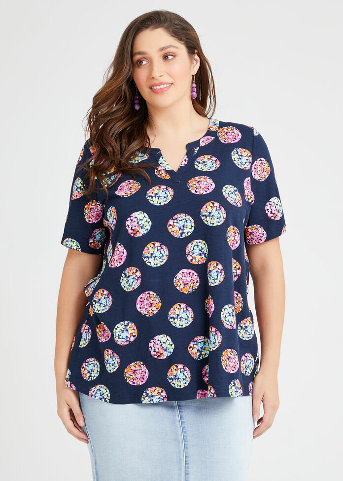 Cotton Colour Burst Spot Top, , hi-res