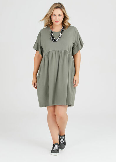 Plus Size Organic Frill Sleeve Dress