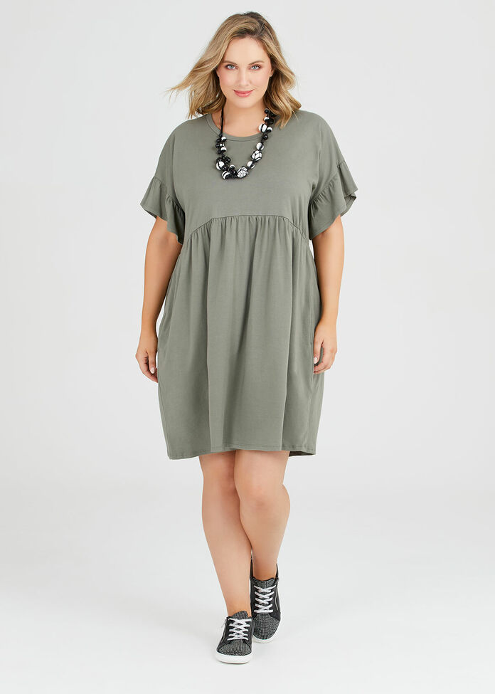 Organic Frill Sleeve Dress, , hi-res