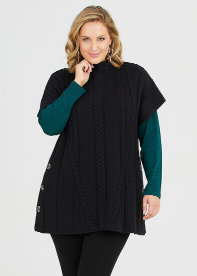 Plus Size Cable Knit Button Tunic