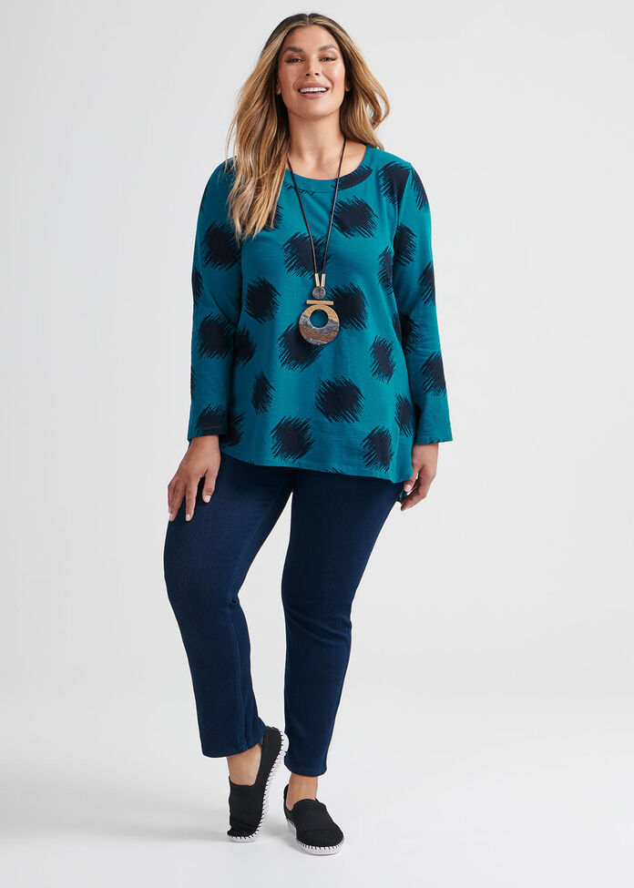 Ikat Dot Cotton Top, , hi-res