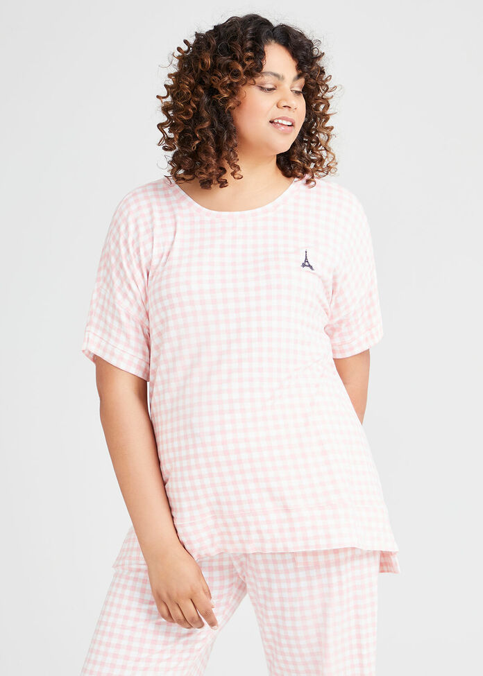 Bamboo Gingham Pyjama Top, , hi-res