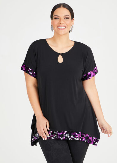 Plus Size Purple Amethyst Sequin Top