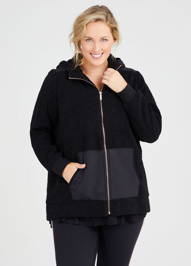 Plus Size Teddy Boucle Hoodie