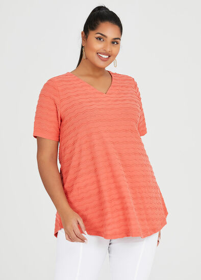 Plus Size Wave V Neck Swing Top