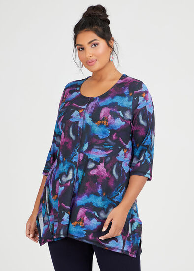 Plus Size Cosy Knit Watercolour Top