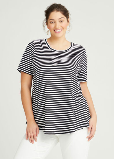 Plus Size Organic Stripe Swing Basic Tee