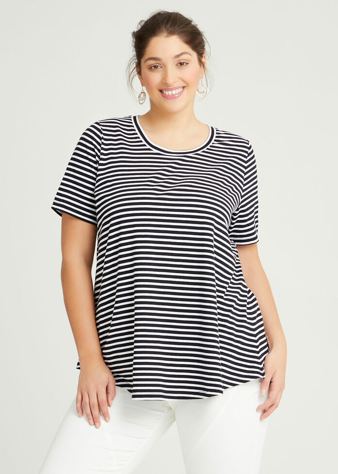 Organic Stripe Swing Basic Tee, , hi-res