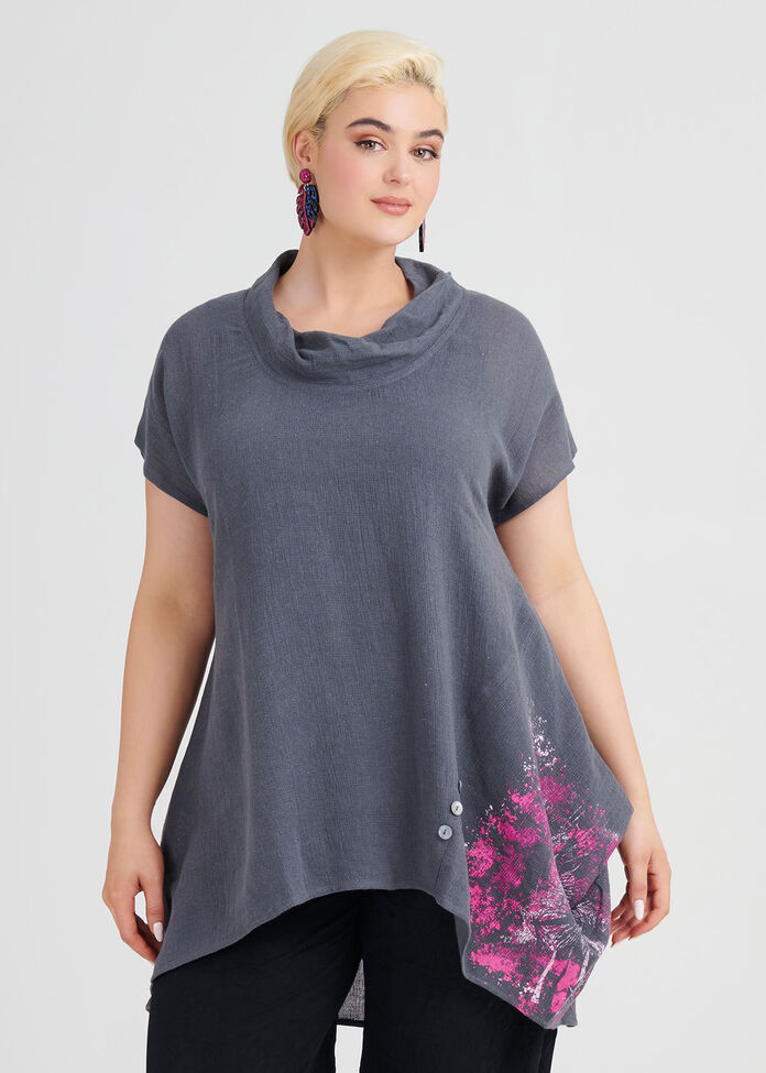 Titanium Linen Gauze Tunic, , hi-res