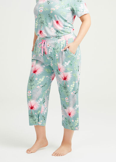 Plus Size Bamboo Garden Pyjama 3/4 Pant