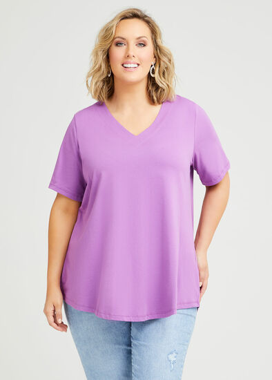 Plus Size Organic V-neck Swing Basic Tee