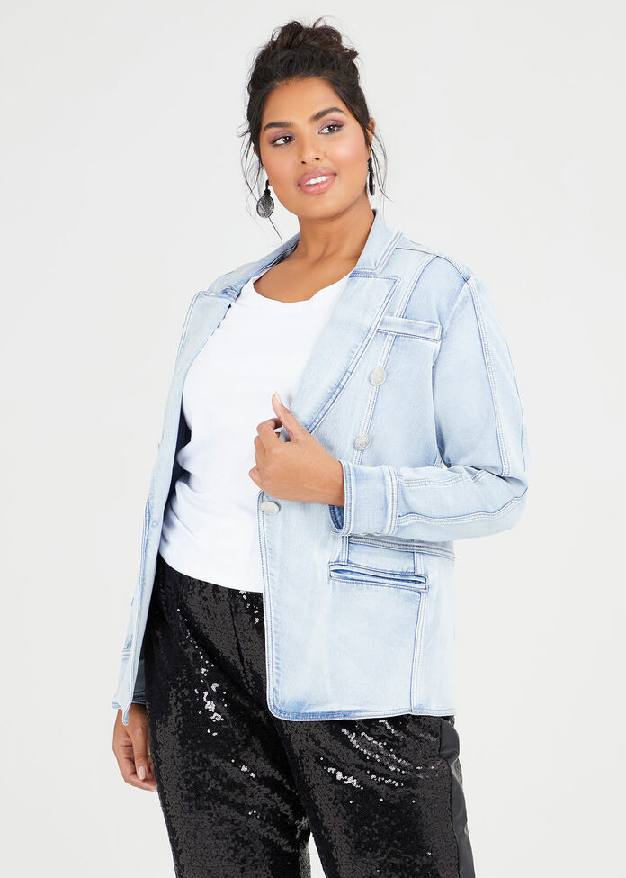 Elle Denim Blazer, , hi-res