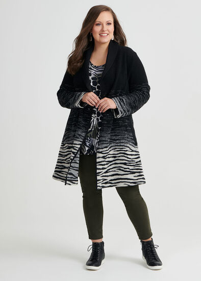 Plus Size Zebra Boiled Wool Coat