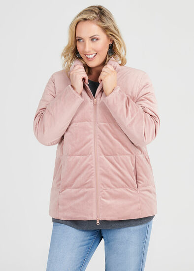 Plus Size Plush Velvet Puffer Jacket