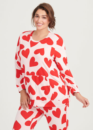 Plus Size Bamboo Red Hearts Top