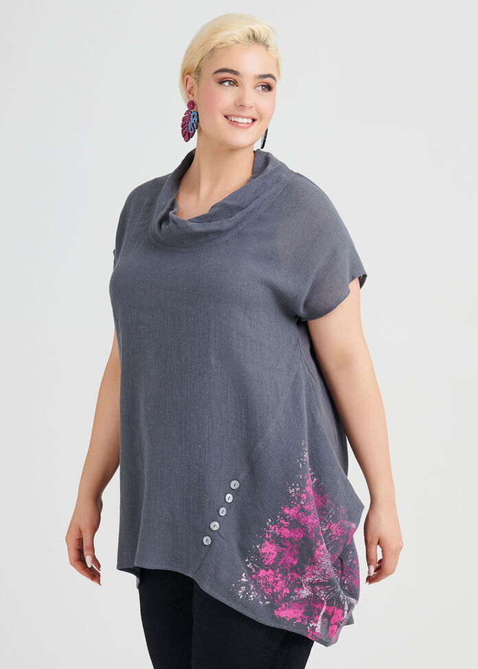 Titanium Linen Gauze Tunic, , hi-res