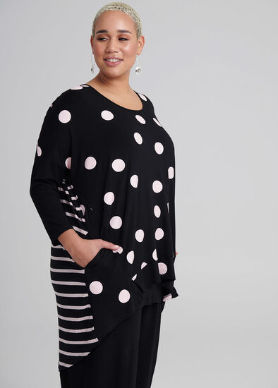 Plus Size Spots And Stripes Top