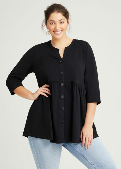 Plus Size Organic Tiered Button Tunic