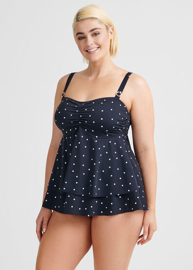 Plus Size Spot The Rib Tankini