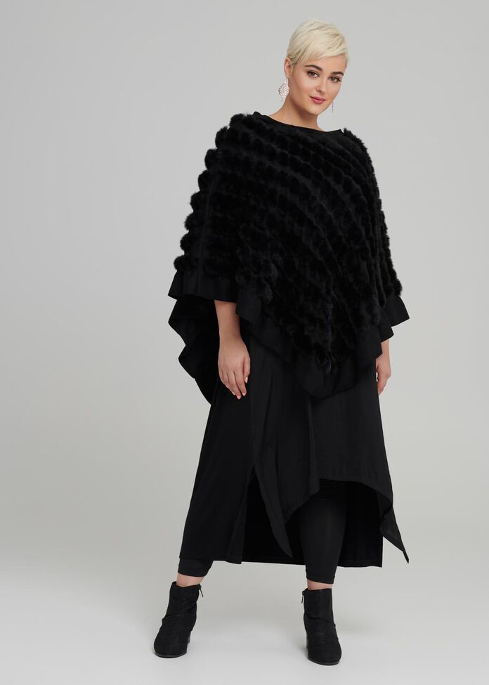 Luxe Faux Fur Poncho, , hi-res