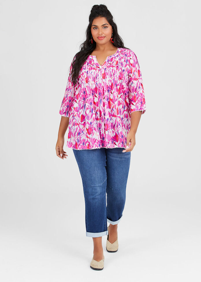 Cotton Florama Top, , hi-res