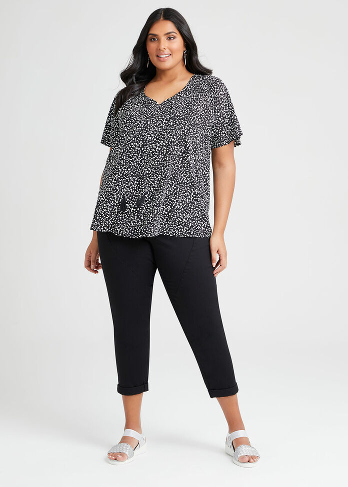 Natural Marabella Tie Neck Top, , hi-res